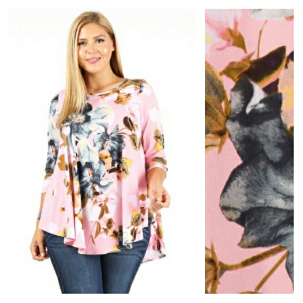 ♥️1X 2X 3X Plus♥️ Floral Print Tunic Top